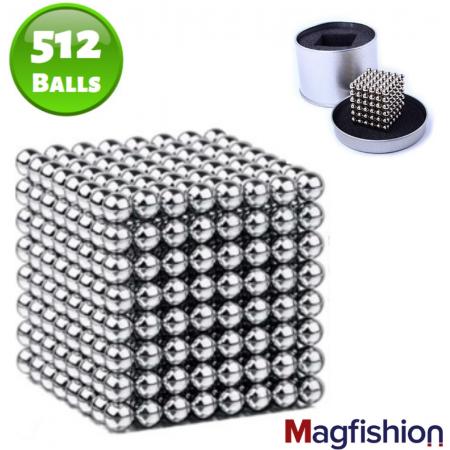 Premium Magneetballetjes Zilver – 512 Magnetische Balletjes  -  Neocube Magneet Ballen – Neodymium Magneetballen 5mm – Magnetisch Speelgoed – Magfishion Magneetballetjes