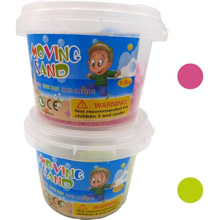 Magisch Zand - Kinetisch Zand - Magic Sand - Kinetic Sand - Speelzand - 2x Emmer 300 gram (geel & roze)