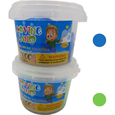 Magisch Zand - Kinetisch Zand - Magic Sand - Kinetic Sand - Speelzand - 2x Emmer 300 gram (groen & blauw)