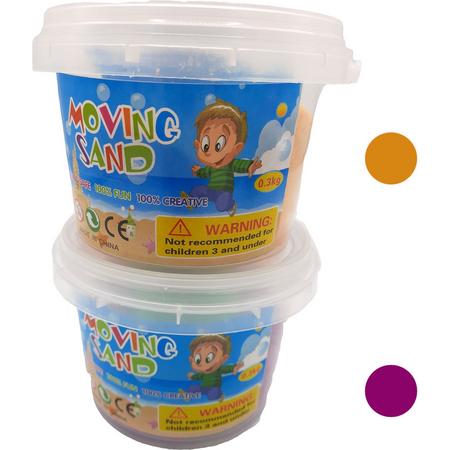 Magisch Zand - Kinetisch Zand - Magic Sand - Kinetic Sand - Speelzand - 2x Emmer 300 gram (oranje & paars)