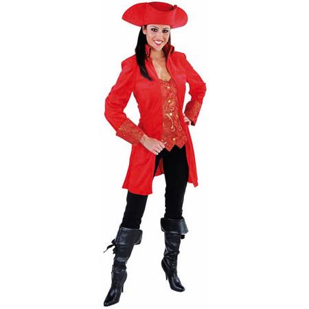 Rode mantel Markies - Markiezen jas rood fluweel met brocaat - Dames maat XS