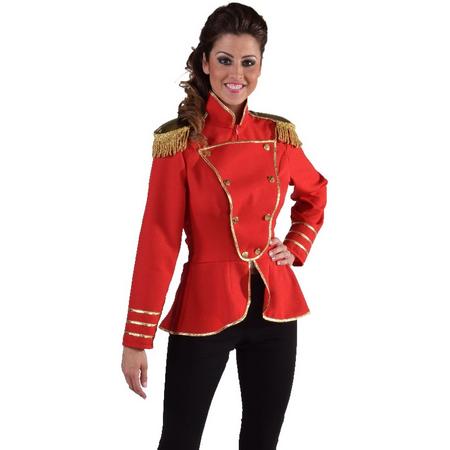 Rood Uniform jasje met gouden epauletten - Circusdirecteur kostuum dames Maat 46-48