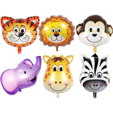 MagieQ  6 stuks Grote Dieren Folie Ballonnen Safari Feestje Feest Versiering – Kinderfeestje – Jungle Decoratie