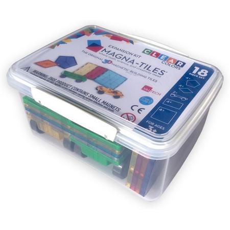 Magna-Tiles Clear Colors Expansion kit in opbergbox - Educatief speelgoed met magnetische randen.