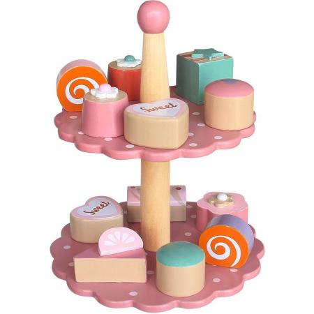 Magni - houten etagère - cakestandaard met 12 losse cakejes