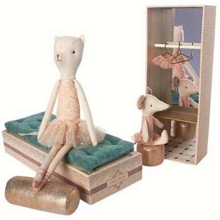 Maileg Dancing Cat and Mouse in Shoebox