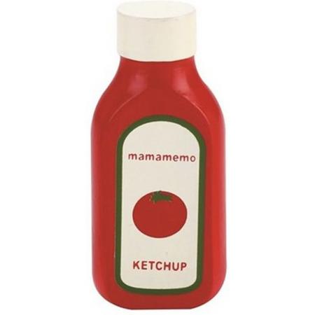 Mama Memo Fles Ketchup Hout 10 Cm Rood