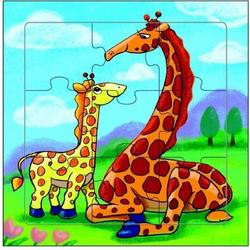 legpuzzel giraffen hout 9 stukken 15 x 15 cm