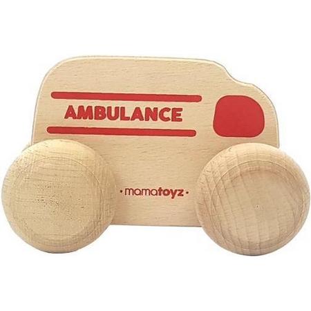 Mamatoyz Ambulance Junior 15 X 8 Cm Hout Naturel/rood