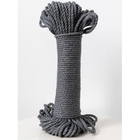 Zwartgrijs - katoen macrame touw - 5mm dik - 320 gram - 30 meter