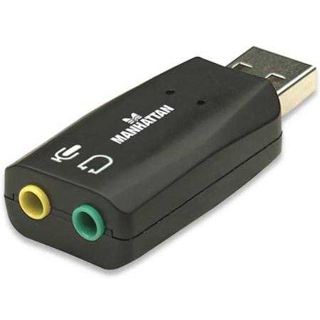 Manhattan 150859 USB 2.0 M 2 x 3.5 mm F Zwart kabeladapter/verloopstukje
