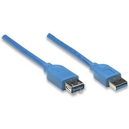 Manhattan 325394 1m USB A USB A Mannelijk Vrouwelijk Blauw USB-kabel