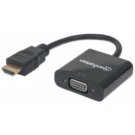 Manhattan HDMI - VGA HDMI VGA, Micro-USB Zwart kabeladapter/verloopstukje