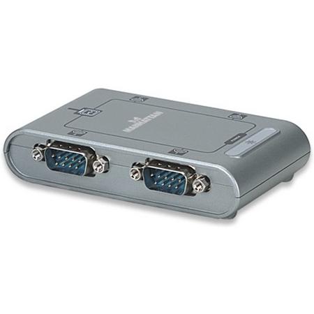 Manhattan USB / 4x Serial USB 4 x RS-232 9-pin Zilver kabeladapter/verloopstukje
