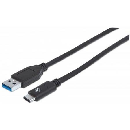 Manhattan USB 3.1 Gen2, 1 m 1m USB C USB A Mannelijk Mannelijk Zwart USB-kabel