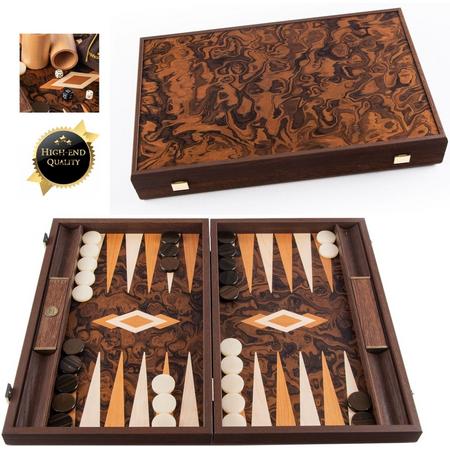 California Burl Hyperluxe Backgammon spel - 48x30 cm  Top Kwaliteit