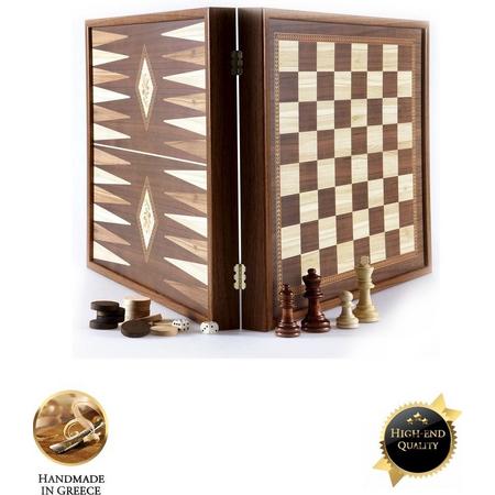 Classic Style 2-in-1 combo Schaken Backgammon 41x41 cm  Top Kwaliteit