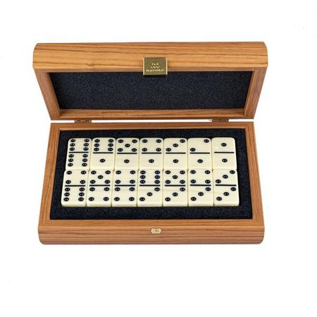 Domino set ultraluxe - Walnoot design - 24x17 cm  top kwaliteit