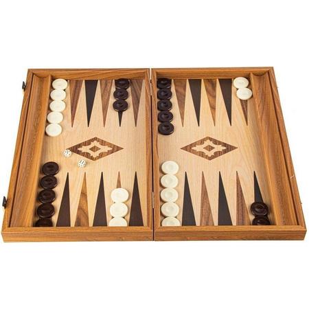 Eik-Walnoot Replica Backgammon met zijrekken - 48 x 30 cm  Top Kwaliteit