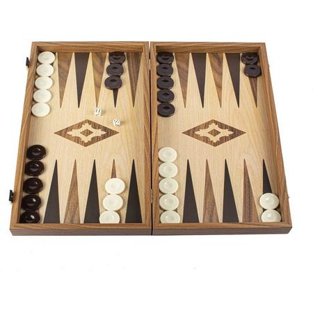 Eik en Walnoot houtprint Backgammon set - Luxe - 20x12 cm