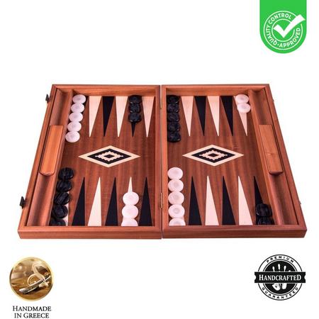 Mahonie - met zijlade -  Backgammon spel - 48x30cm