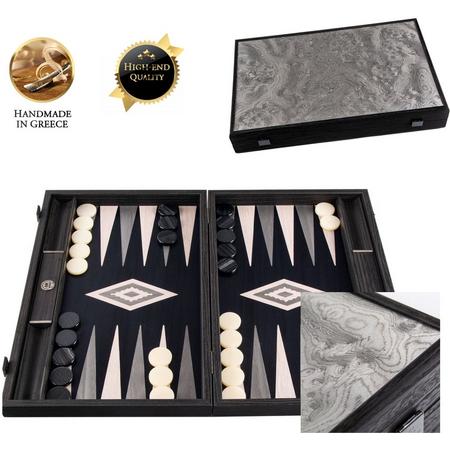 Valvona Burl Backgammon spel - 48x30 cm  - Lichtgrijze/Grijze punten  top kwaliteit