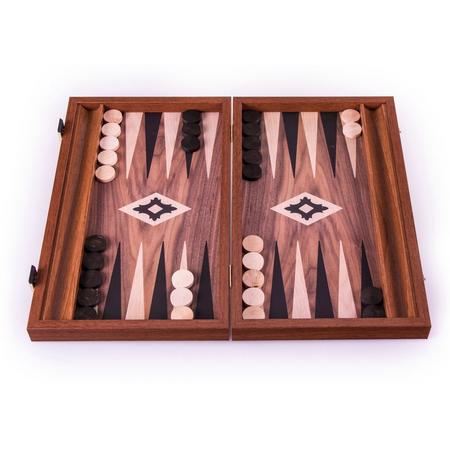 Walnoot  Backgammon set - Luxe - 38x23cm -met zijlade  top kwaliteit