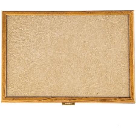 Walnoot houten kist met Leatherette Bruin deksel  Top Kwaliteit