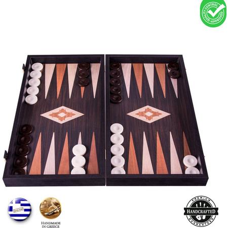 Wenge houtenprint Backgammon set - Luxe - 20x12cm