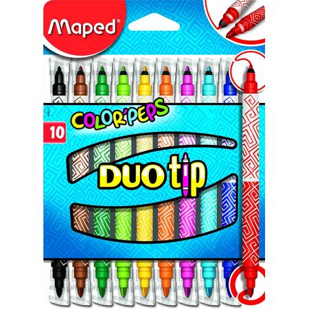 ColorPeps goed uitwasbare viltstift - DUO TIP - in ophangdoos x 10