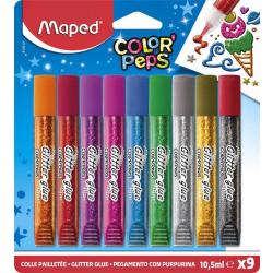 Maped Color Peps Glitterlijm – Glitterlijm kinderen – Glitterlijm tubes – 9 x 10,5ML