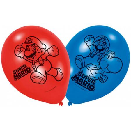 6 latex Super Mario™ ballonnen - Feestdecoratievoorwerp
