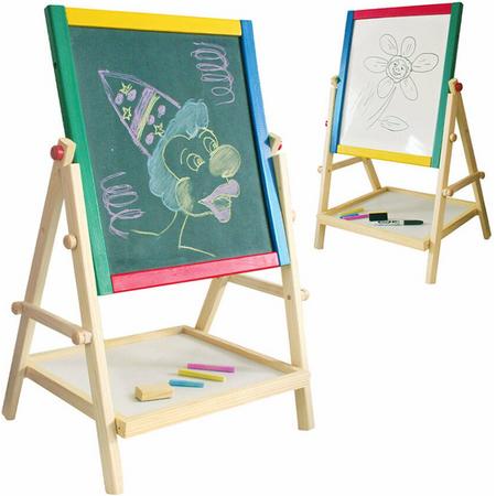 Krijtbord Kinderen - 2 in 1 - Blackboard - Whiteboard - Schoolbord - Magneetbord - Memobord - 65 cm