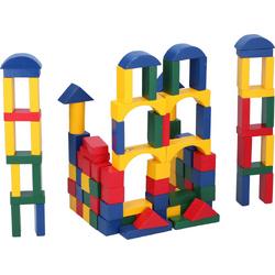 Marionette Wooden Toys Houten Speelgoed-Blokken - vanaf 2 Jaar - 100 Stuks - in Opbergton - Rood-Geel-Groen-Blauw