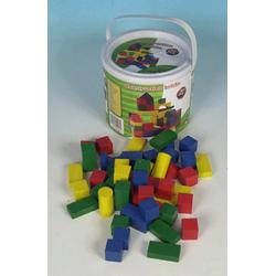 Ton met 50 speelgoed houten blokken