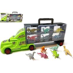 Dinosaurus vrachtwagen transporter truck - 12 in 1 Dino set koffer - Oplegger - 38.5cm Geweldig cadeau voor kinderen