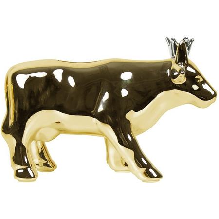 Goudkleurige Spaarpot Koe met Kroon (18 cm)