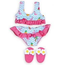 Poppen Bikini met Slippers Flamingo, 35-45 cm Afmeting verpakking: 30 x 16 x 3 cm, geschikt voor poppen van 35-45 cm