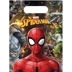 12x   Spiderman themafeest uitdeelzakjes/snoepzakjes 12 x 23 cm - Feestzakjes - Kinderfeestje feestartikelen