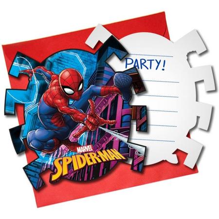 12x Marvel Spiderman themafeest uitnodigingen 7 cm - Kinderfeestje partijtje feestuitnodigingen
