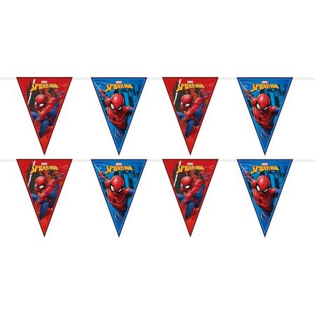 2x Marvel Spiderman vlaggenlijnen themafeest 230 cm - Kinderfeestje partijtje feestslingers