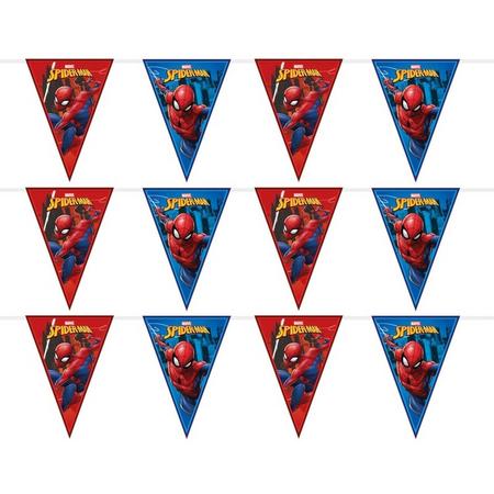 3x Marvel Spiderman vlaggenlijnen themafeest 230 cm - Kinderfeestje partijtje feestslingers