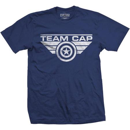 Captain America - Team Cap Logo heren unisex T-shirt blauw - XXL