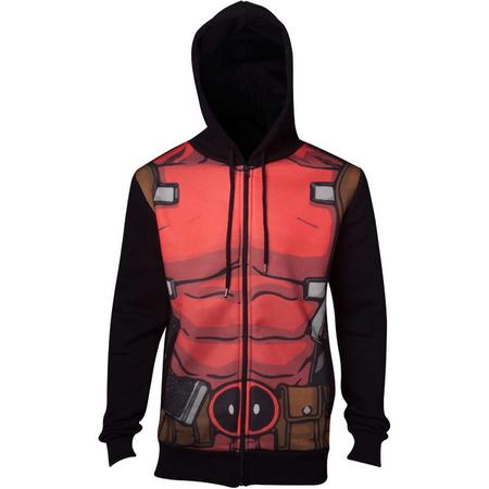 Deadpool - Sublimated heren unisex hoodie vest met capuchon zwart/rood - M