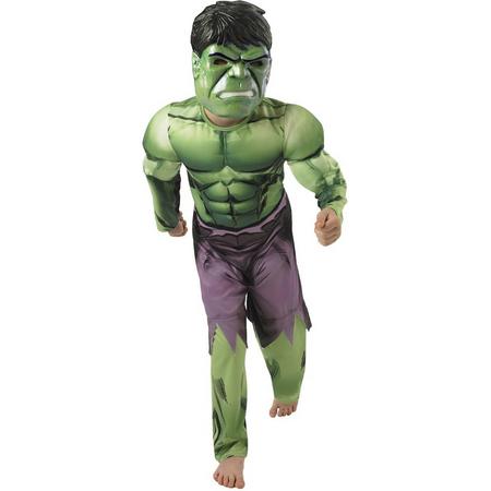 Hulk pak muscles met masker - maat 98-104 - Marvel superheld groen kostuum jongens gespierd carnaval