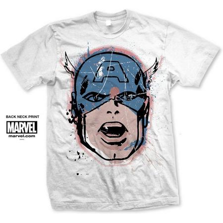 Marvel Comics - Captain America Big Head Distressed heren unisex T-shirt wit - L