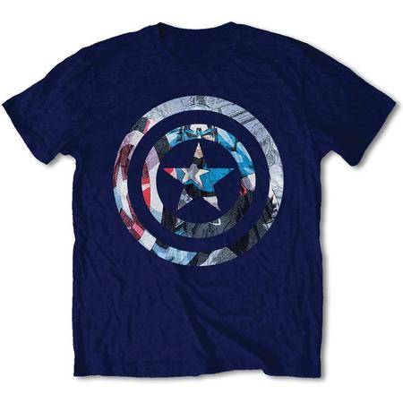 Marvel Comics - Captain America Knock-Out heren unisex T-shirt blauw - M
