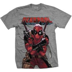 Marvel Comics - Deadpool Big Print heren unisex T-shirt grijs - M