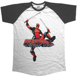Marvel Comics - Deadpool Logo Jump heren unisex raglan T-shirt wit/zwart - L