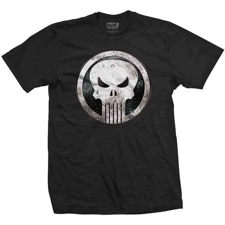 Marvel Comics - Punisher Metal Badge heren unisex T-shirt zwart - S